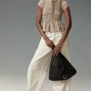 Beige Ruched Anthropologie Top NWT